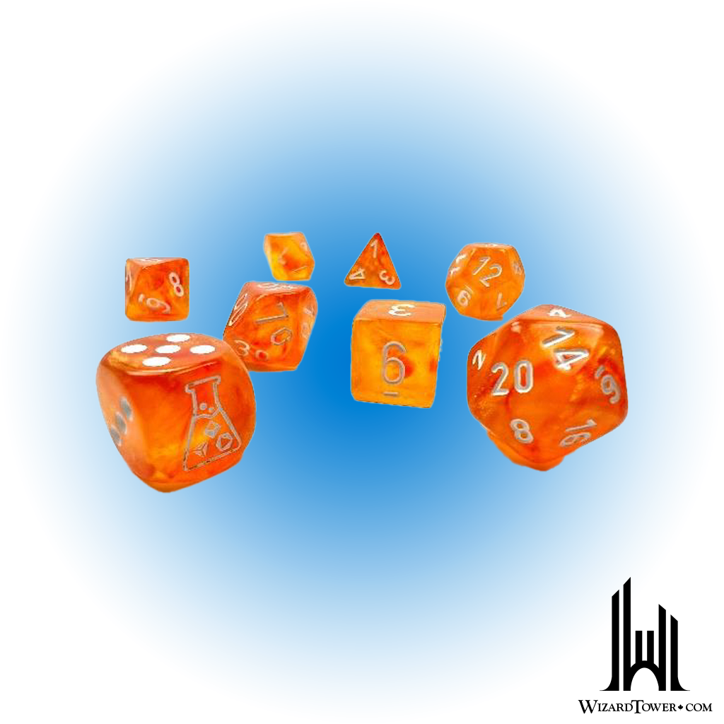 Dice Set - Borealis Blood Orange / White Luminary 7ct