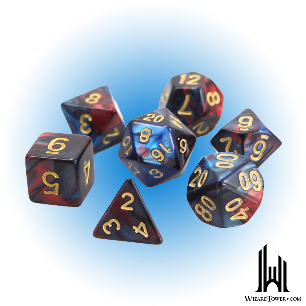 Dice Set - Marble Red / Blue 7ct