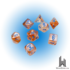 Dice Set - Borealis Rose Gold / Light Blue Luminary 7ct