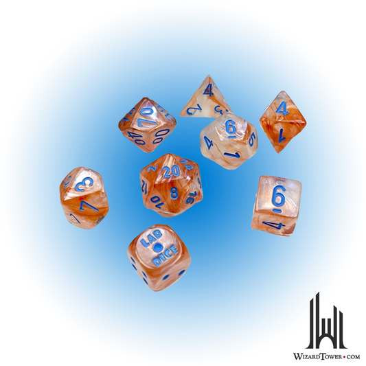Dice Set - Borealis Rose Gold / Light Blue Luminary 7ct