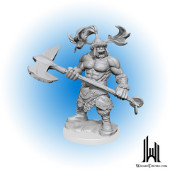 Unpainted Miniature - Dungeons & Dragons Frameworks - Orc Barbarian Male