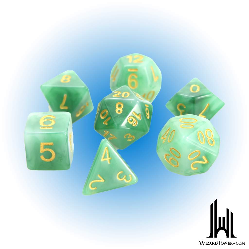 Dice Set - Jade / Gold 7ct