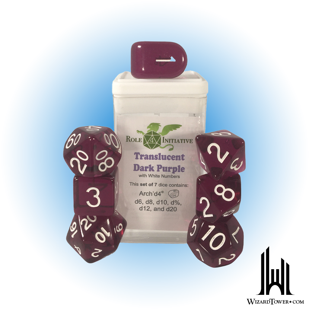 Dice Set - Translucent Dark Purple / White 7ct