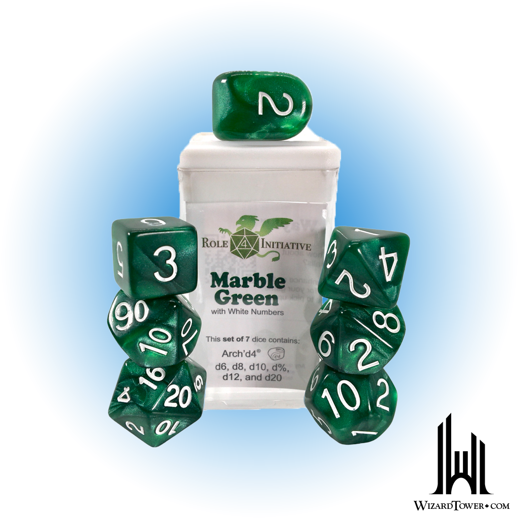 Dice Set - Marble Green 7ct