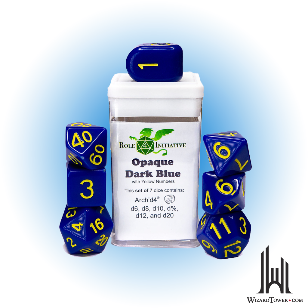 Dice Set - Opaque Dark Blue / Yellow 7ct