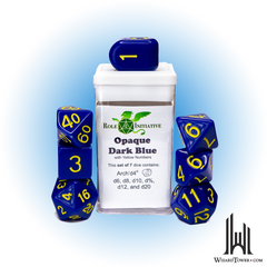 Dice Set - Opaque Dark Blue / Yellow 7ct