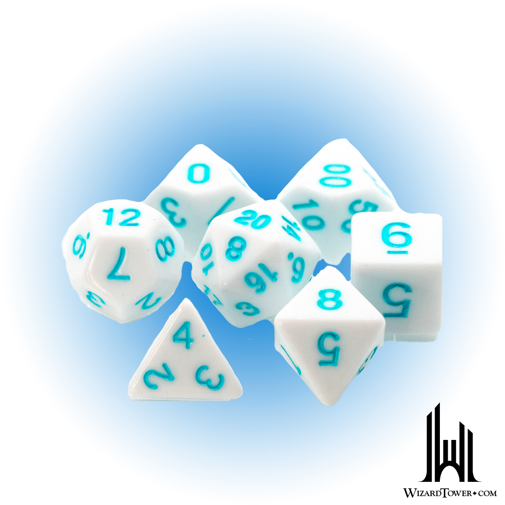 Dice Set - White / Pastel Teal 7ct