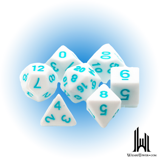 Dice Set - White / Pastel Teal 7ct