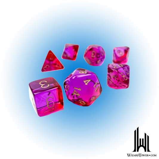 Dice Set - Gemini Poly Translucent Red-Violet / Gold Luminary 7ct