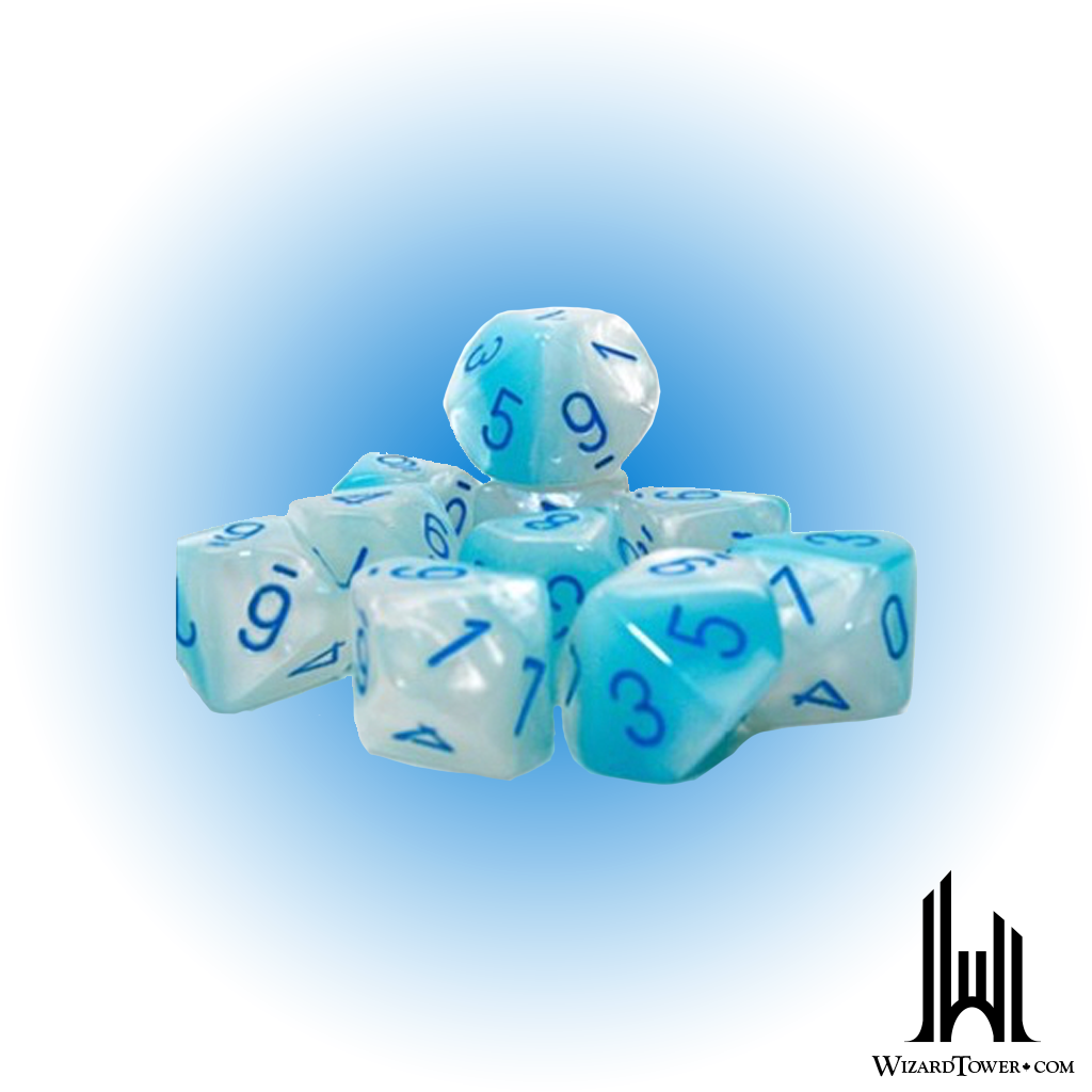 Dice Set - Gemini Pearl Turquoise-White / Blue Luminary d10 10ct