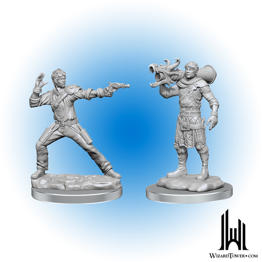 Unpainted Miniature - Dungeons & Dragons - Human Artificer and Human Apprentice