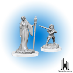 Unpainted Miniature - Critical Role - Female Wizard and Female Halfling Holy Warrior