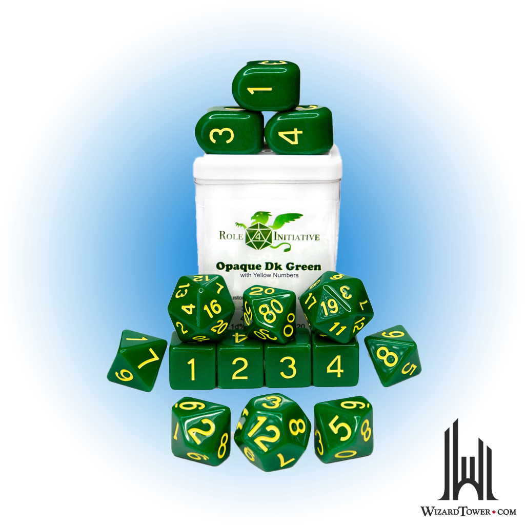 Dice Set - Opaque Green / Yellow 15ct