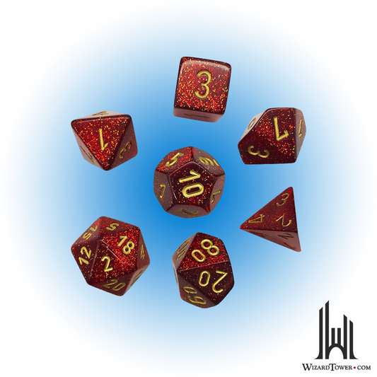 Dice Set - Glitter Ruby / Gold Mini 7ct