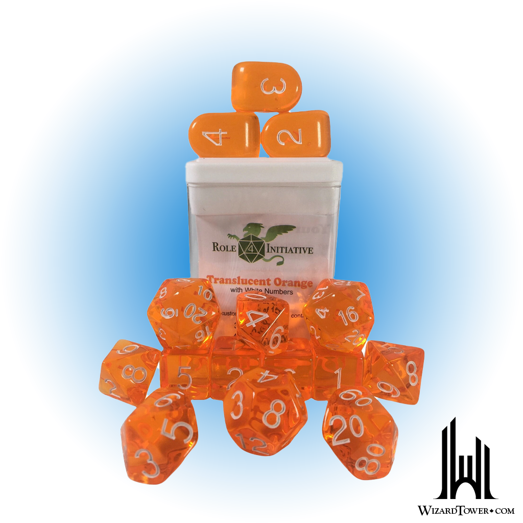 Dice Set - Translucent Orange / White 15ct