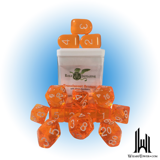 Dice Set - Translucent Orange / White 15ct