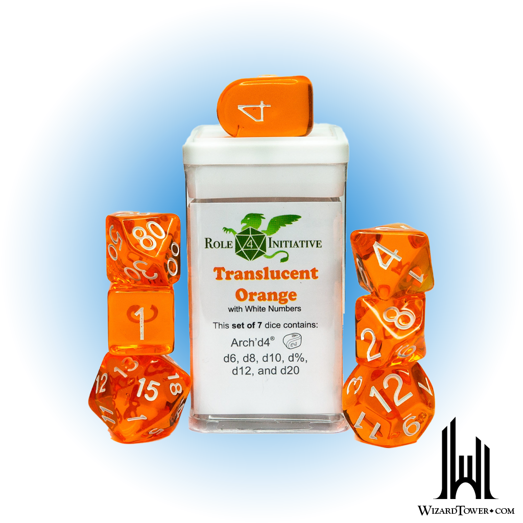 Dice Set - Translucent Orange / White Arch d4 7ct