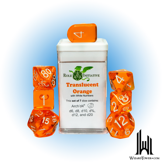 Dice Set - Translucent Orange / White Arch d4 7ct