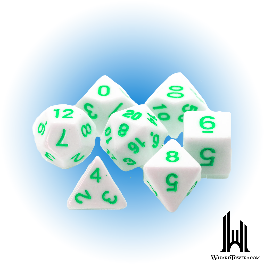 Dice Set - White / Pastel Green 7ct