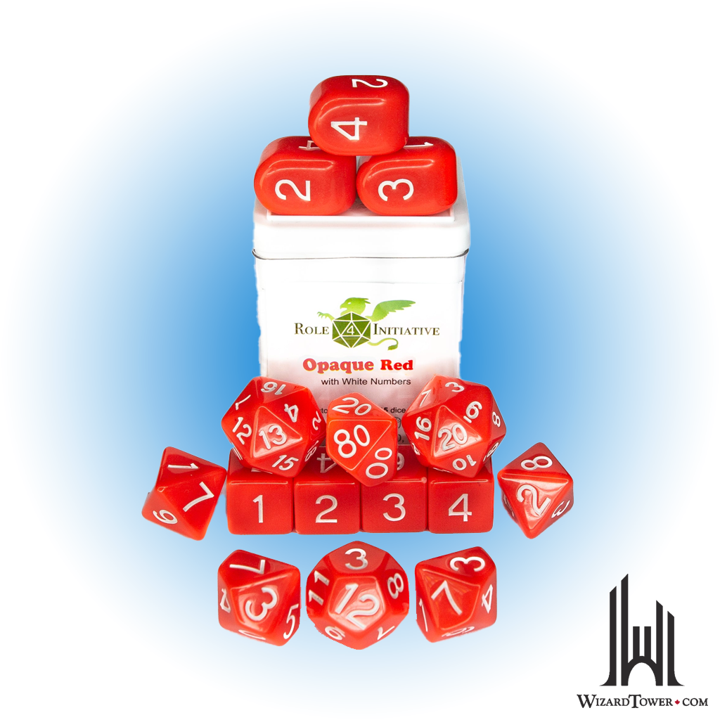 Dice Set - Opaque Red / White 15ct