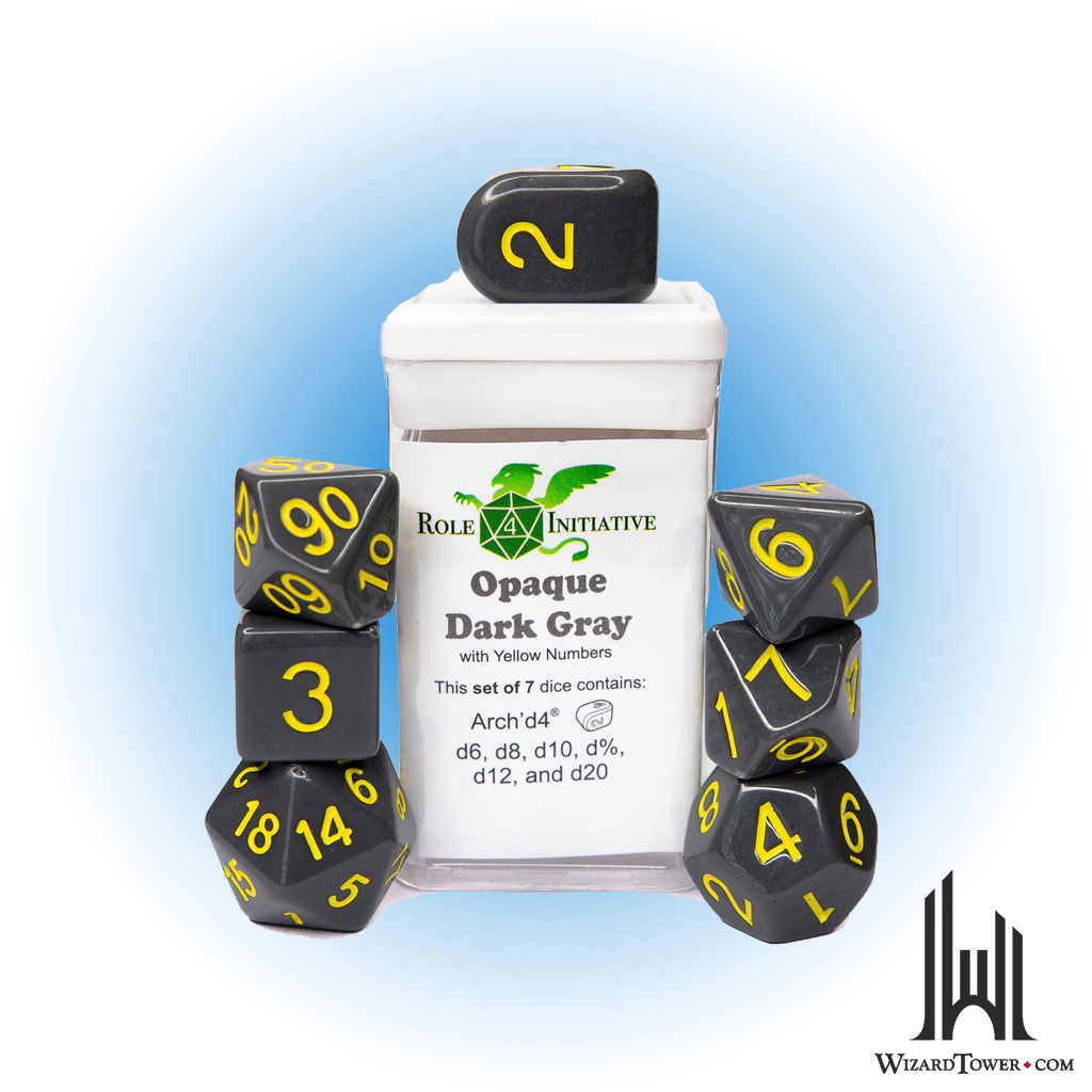Dice Set - Opaque Dark Grey / Yellow 7ct