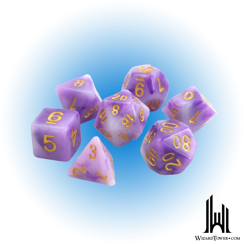 Dice Set - Amethyst / Gold 7ct