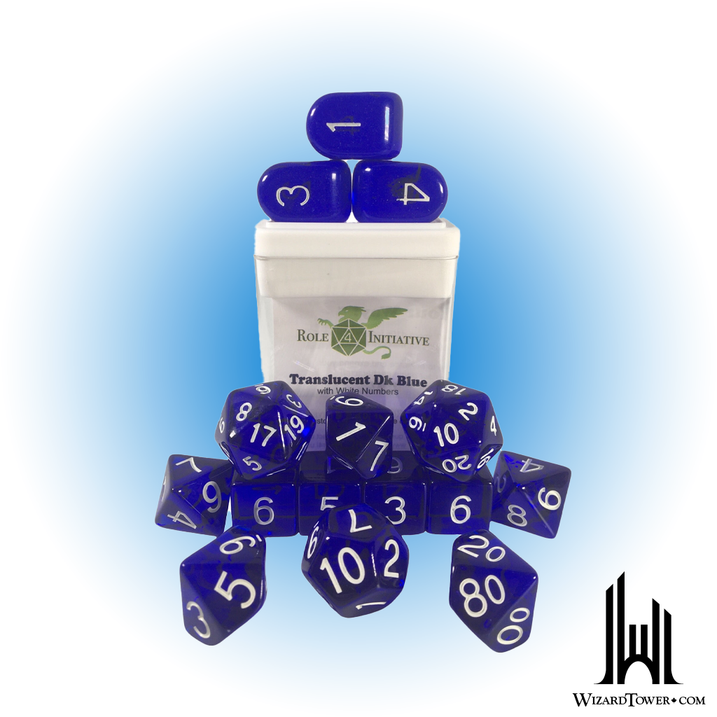 Dice Set - Translucent Dark Blue / White 15ct