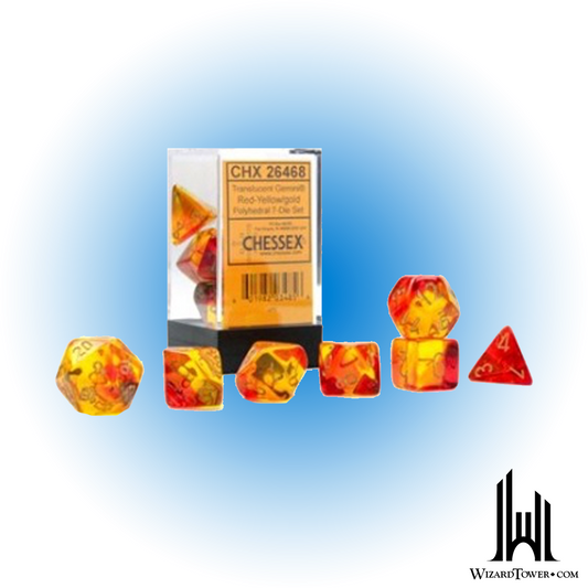 Dice Set - Gemini Translucent Red-Yellow / Gold Luminary d10 10ct