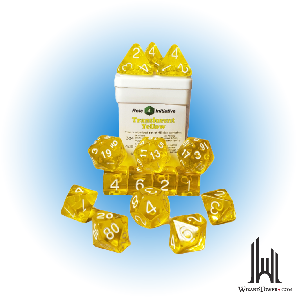 Dice Set - Translucent Yellow / White 15ct