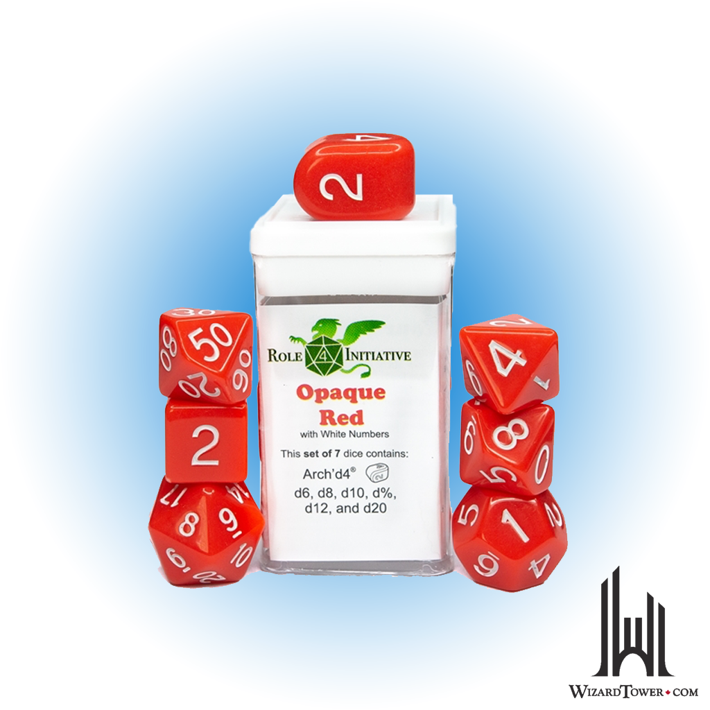 Dice Set - Opaque Red / White Arch d4 7ct