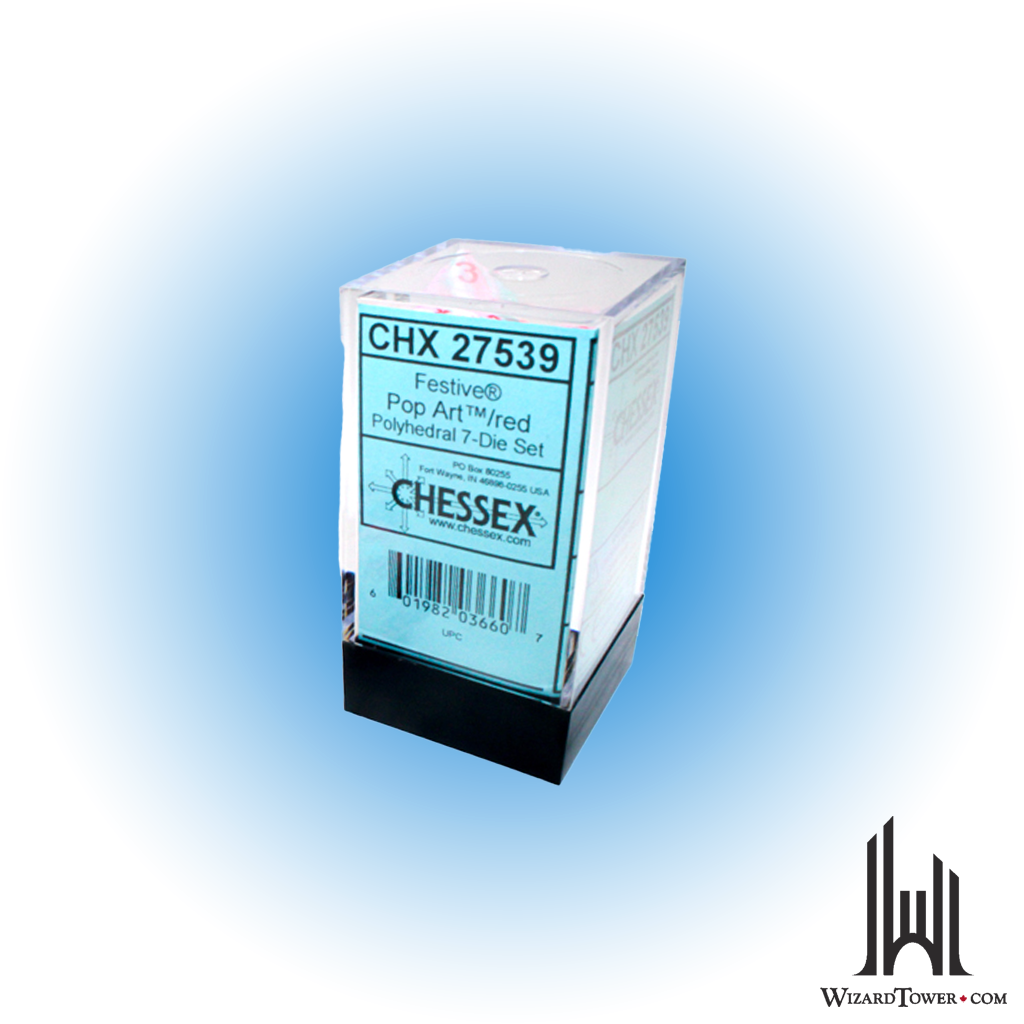 Dice Set - Festive Pop-Art / Red 7ct