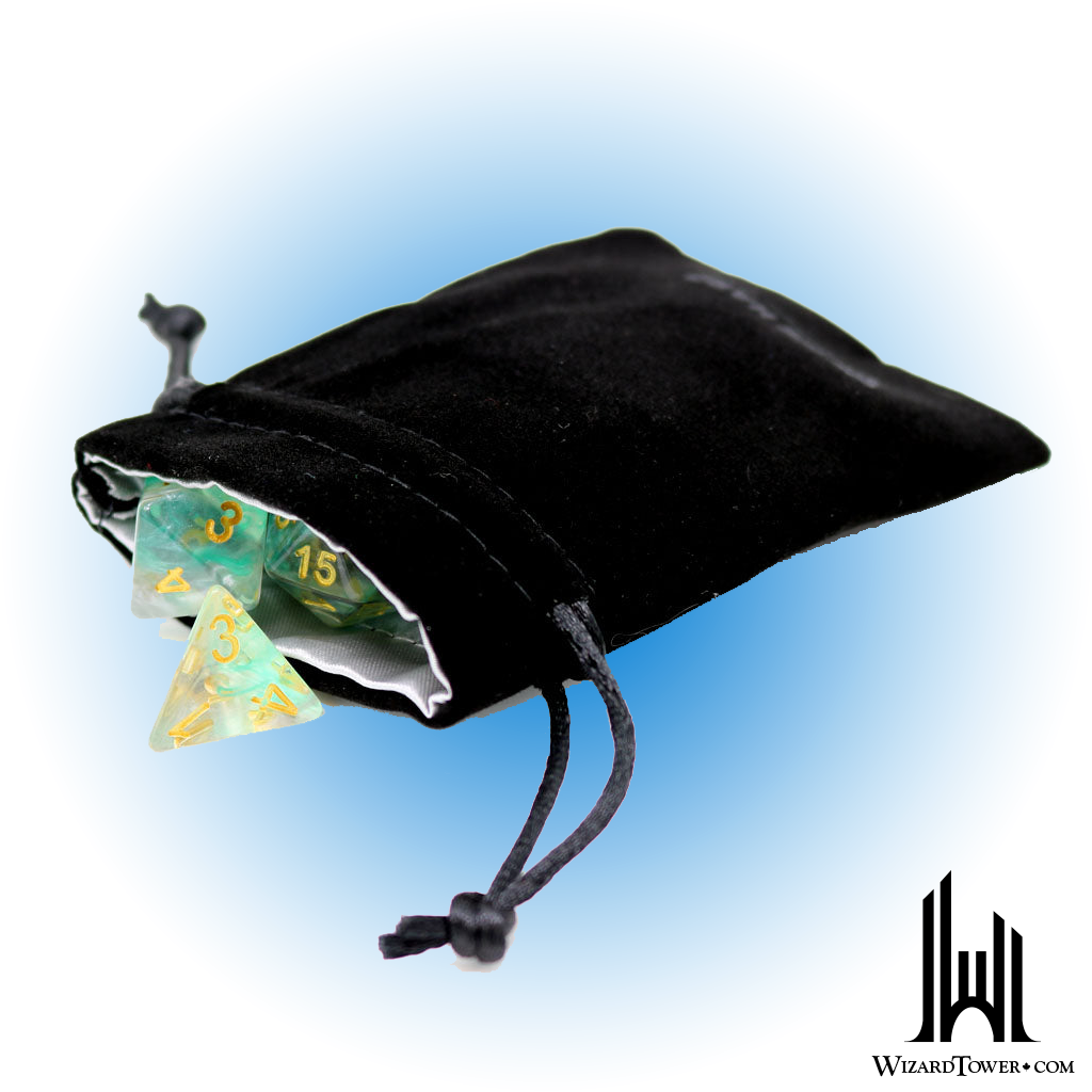 Dice Bag - Satin Lined Velvet Black Small