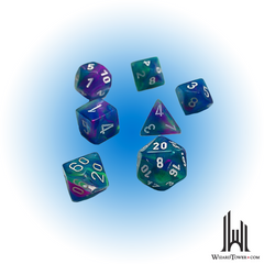 Dice Set - Festive Waterlily / White Mini 7ct