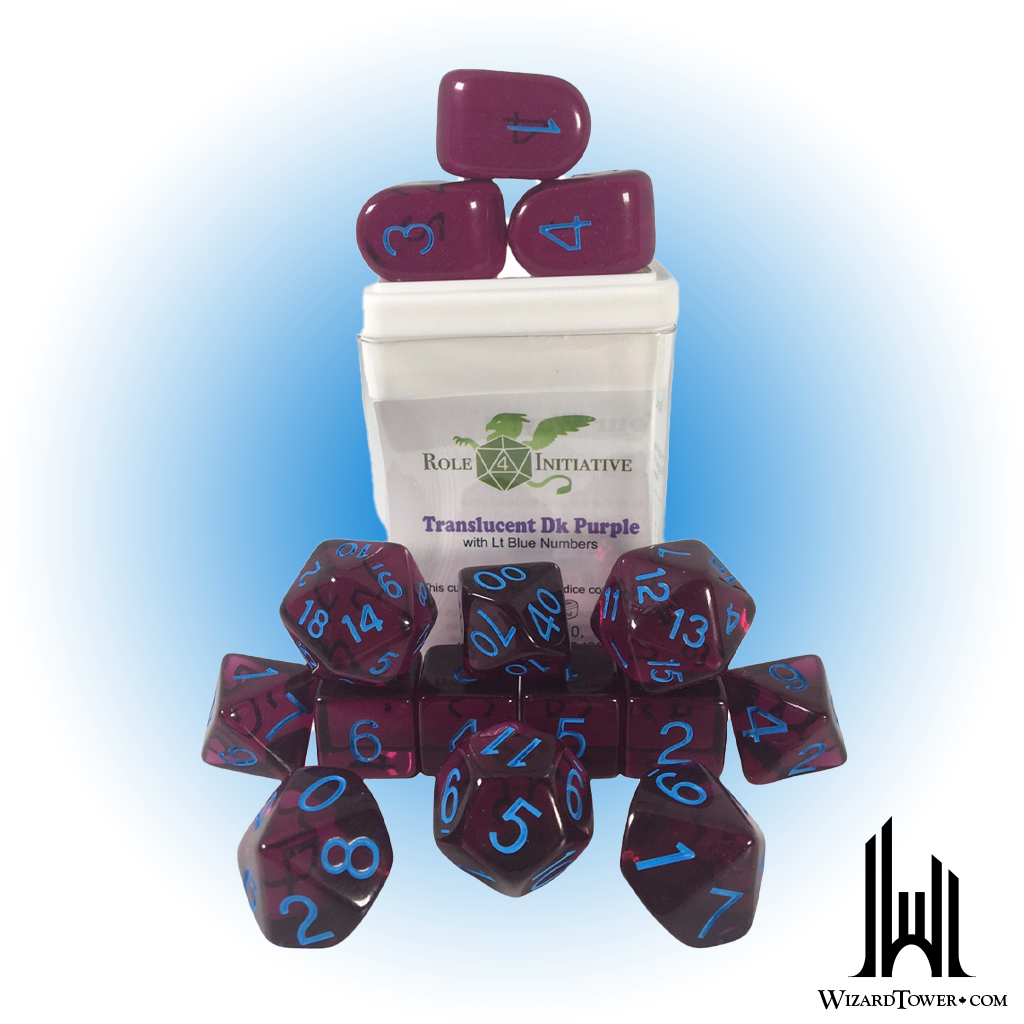 Dice Set - Translucent Dark Purple / Light Blue 15ct