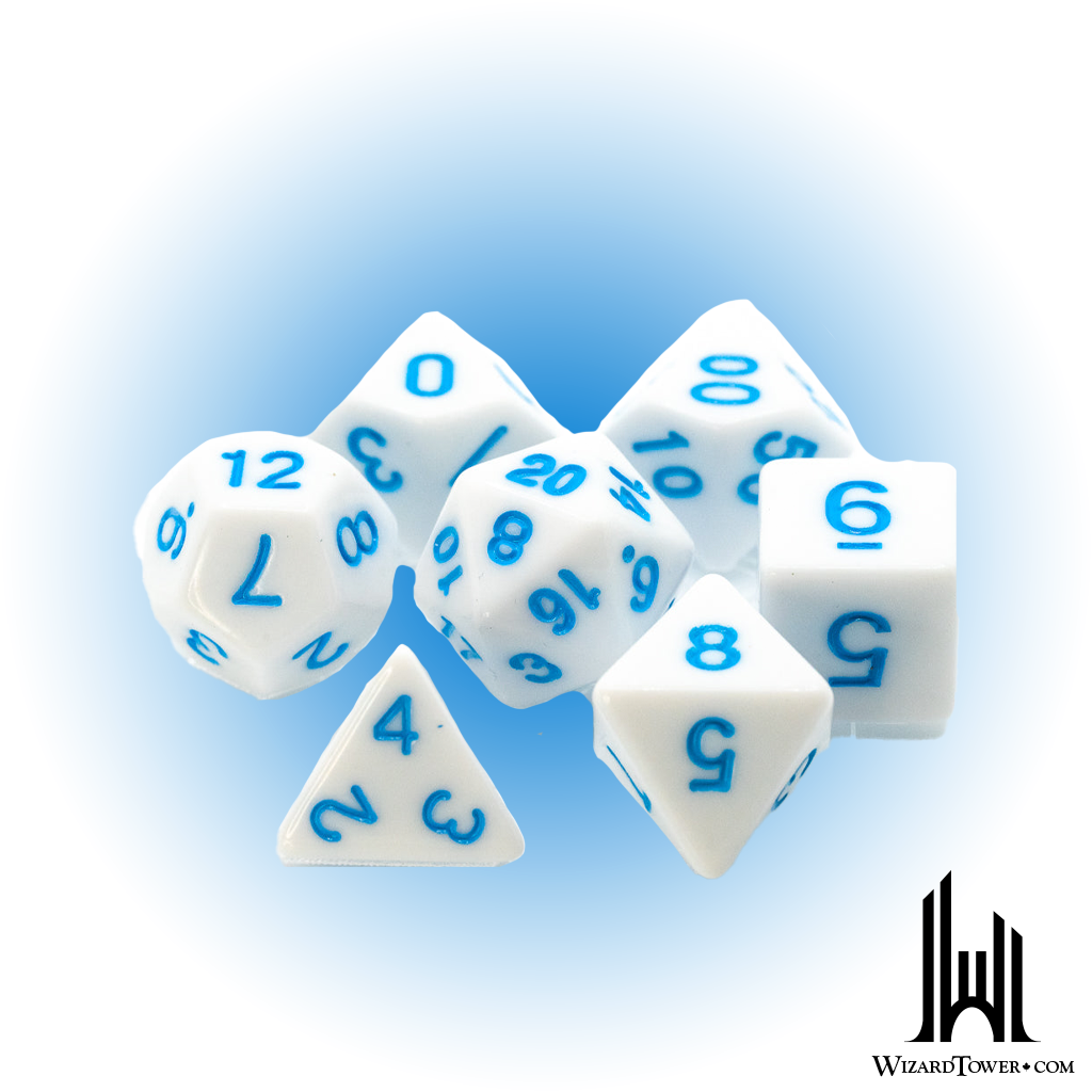 Dice Set - White / Pastel Blue 7ct
