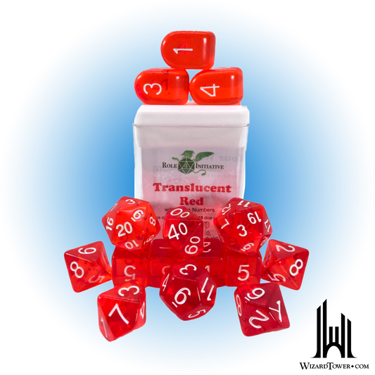 Dice Set - Translucent Red / White 15ct