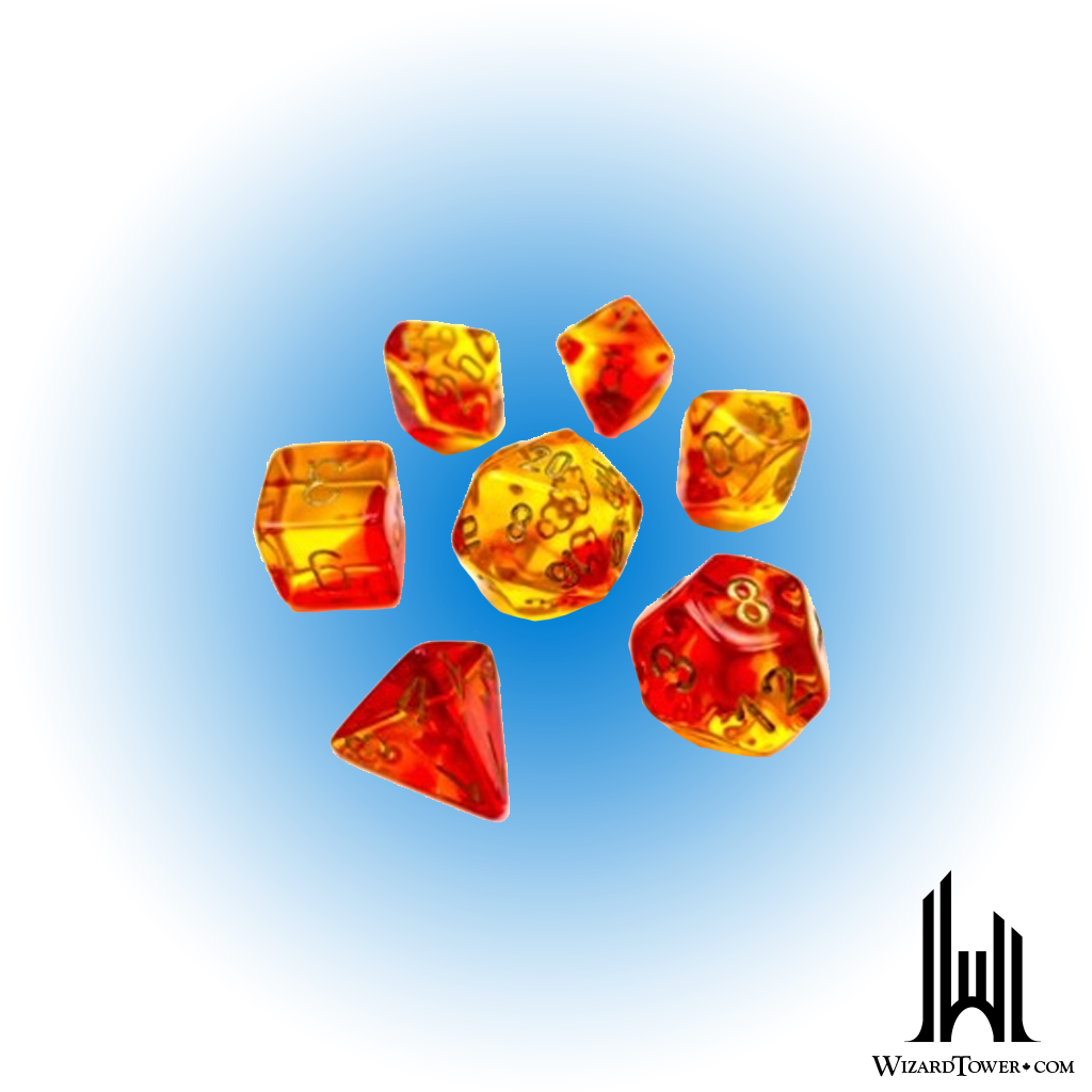 Dice Set - Gemini Poly Translucent Red-Yellow / Gold Luminary 7ct