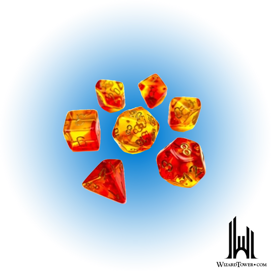 Dice Set - Gemini Poly Translucent Red-Yellow / Gold Luminary 7ct
