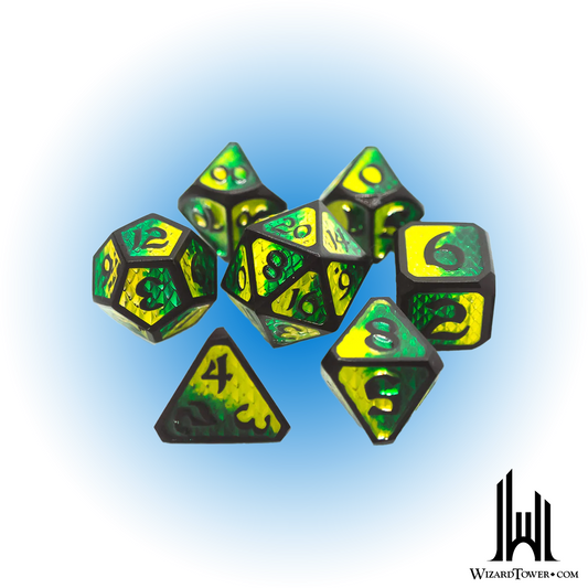 Dice Set - Metal Drakona Embers Bacu 7ct