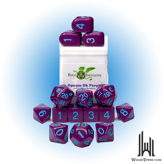 Dice Set - Opaque Dark Purple / Light Blue 15ct