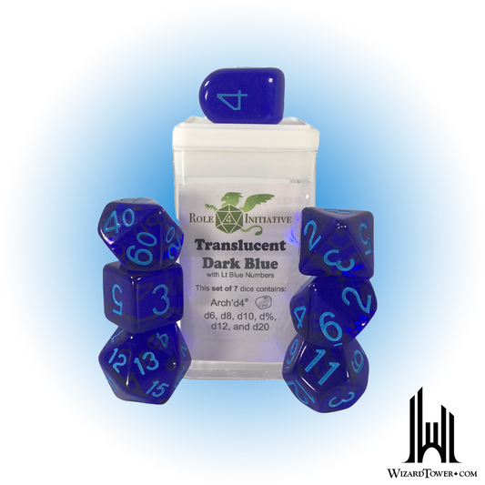 Dice Set - Translucent Dark Blue / Light Blue 7ct