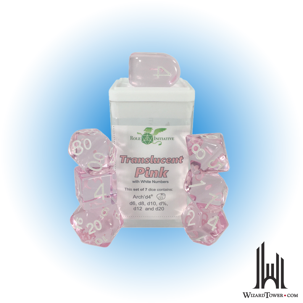 Dice Set - Translucent Pink / White Arch d4 7ct