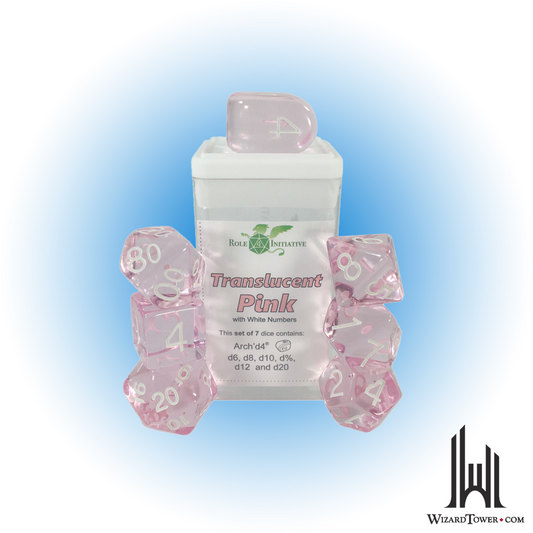 Dice Set - Translucent Pink / White Arch d4 7ct