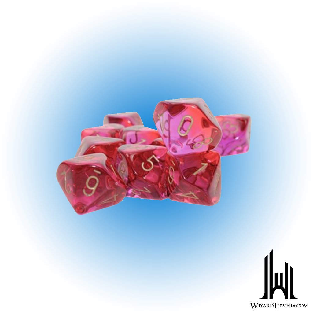 Dice Set - Gemini Translucent Red-Violet / Gold Luminary d10 10ct