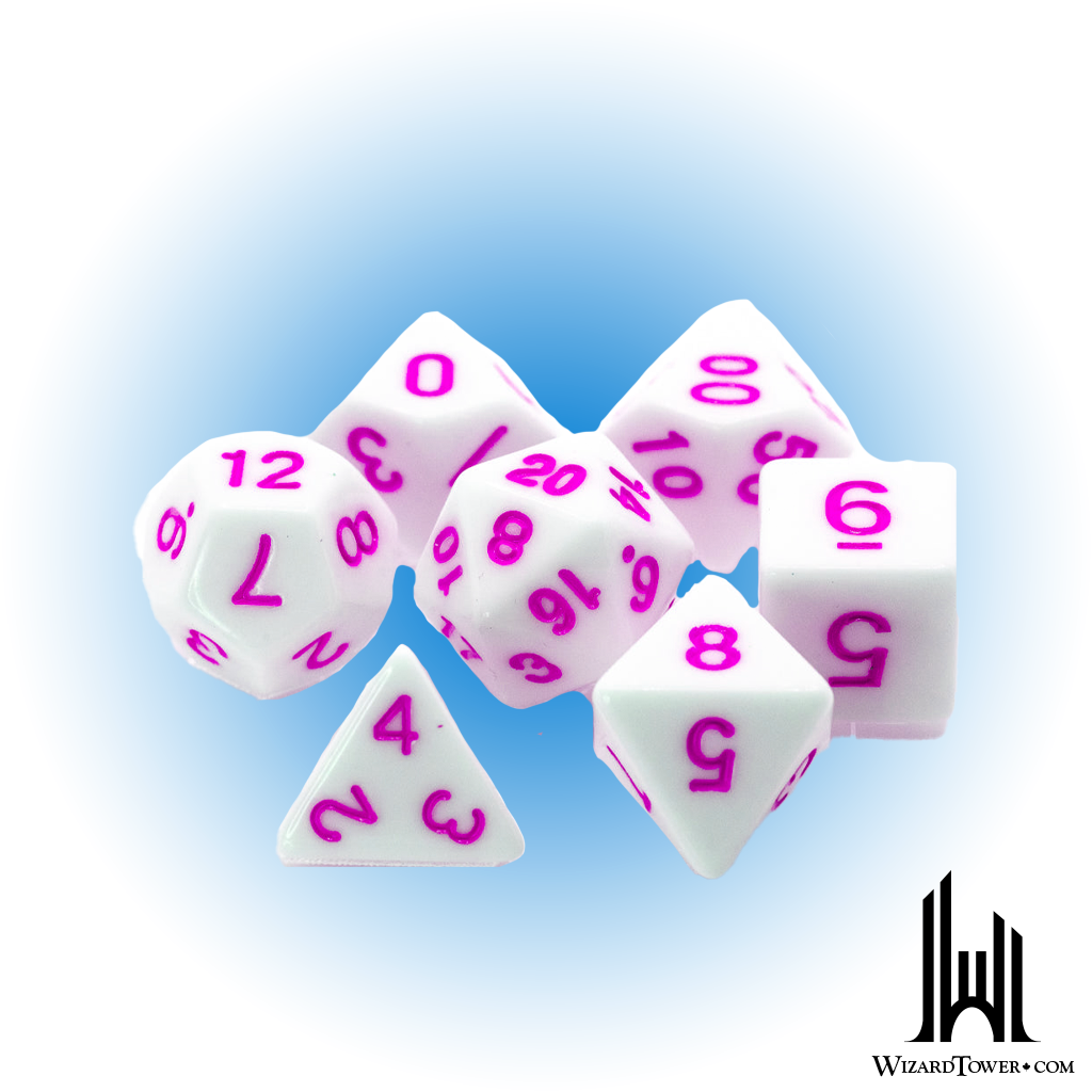 Dice Set - White / Pastel Magenta 7ct