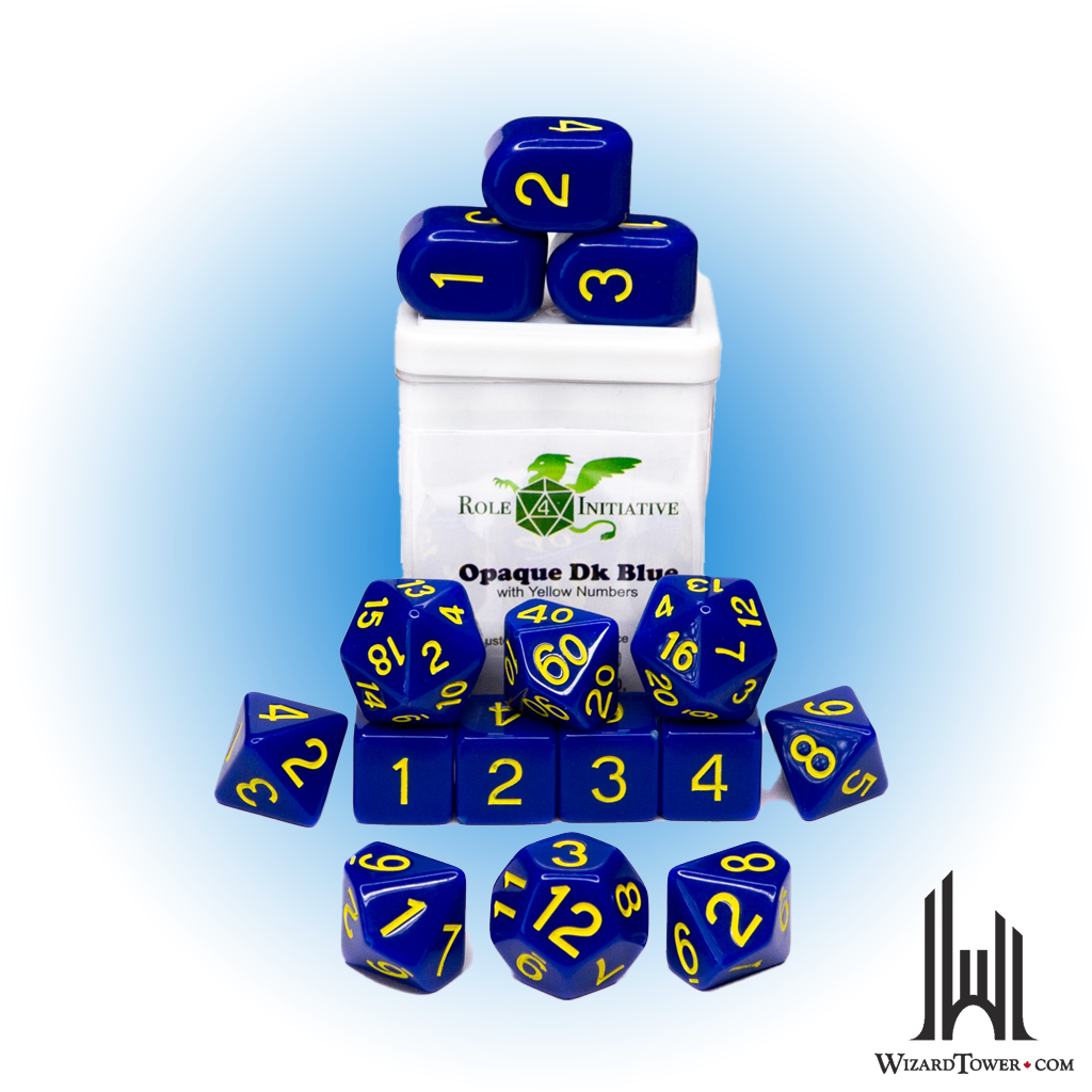 Dice Set - Opaque Dark Blue / Yellow 15ct