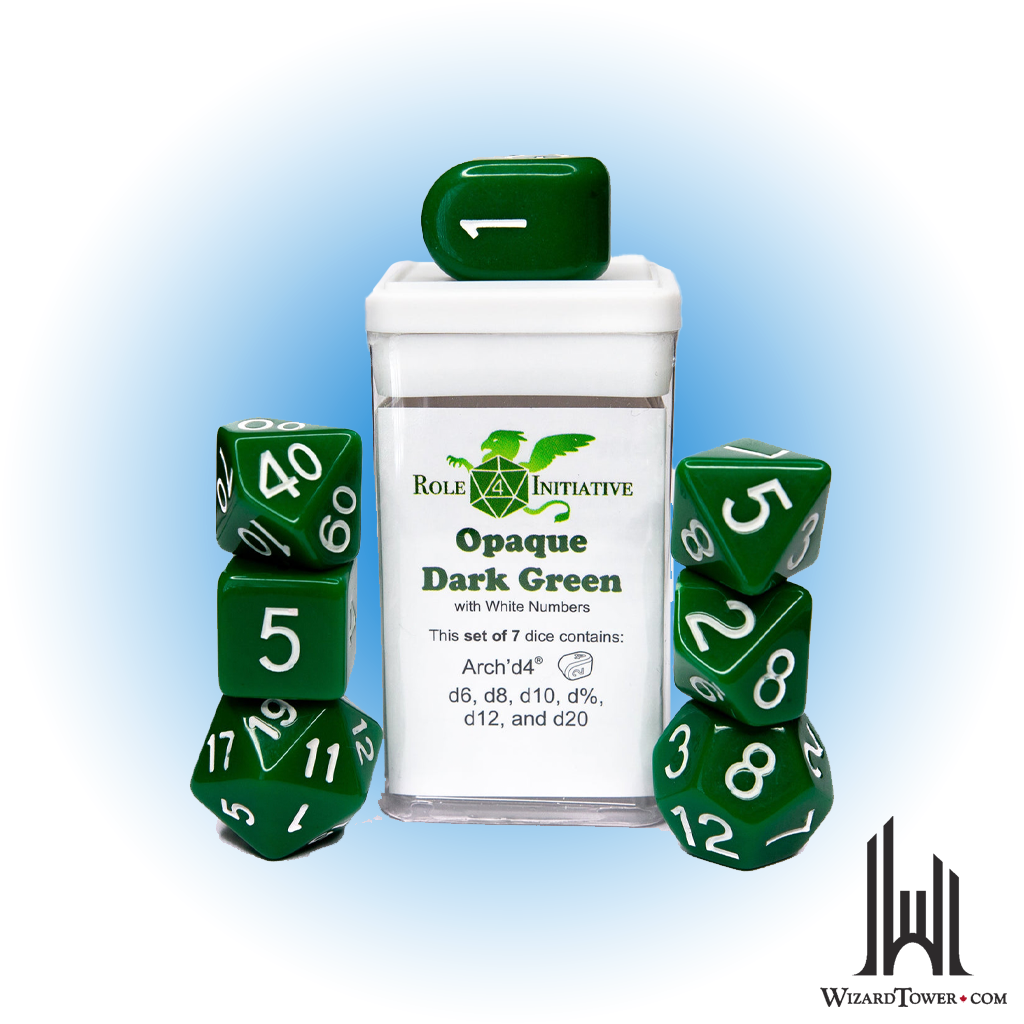 Dice Set - Opaque Green / White Arch d4 7ct