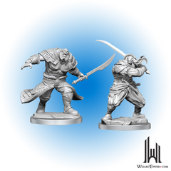 Unpainted Miniature - Magic the Gathering - Zurgo Helmsmasher and Unyeilding Krumar