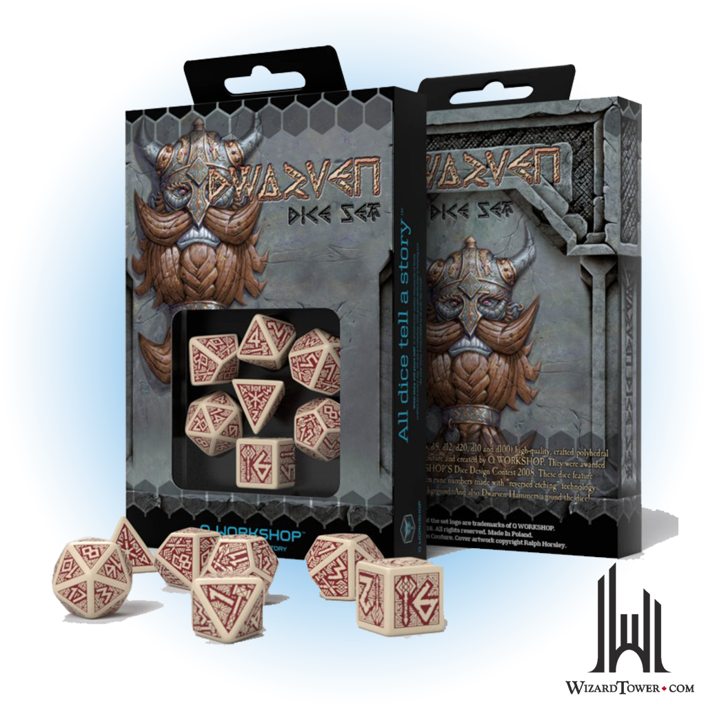 Dice Set - Dwarven Beige / Burgundy 7ct