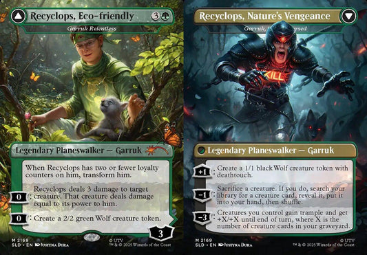 Recyclops, Zeco-friendly // Recyclops, Nature's Vengeance [Garruk Relentless // Garruk, the Veil-Cursed] (2169) (Borderless) (SLD)